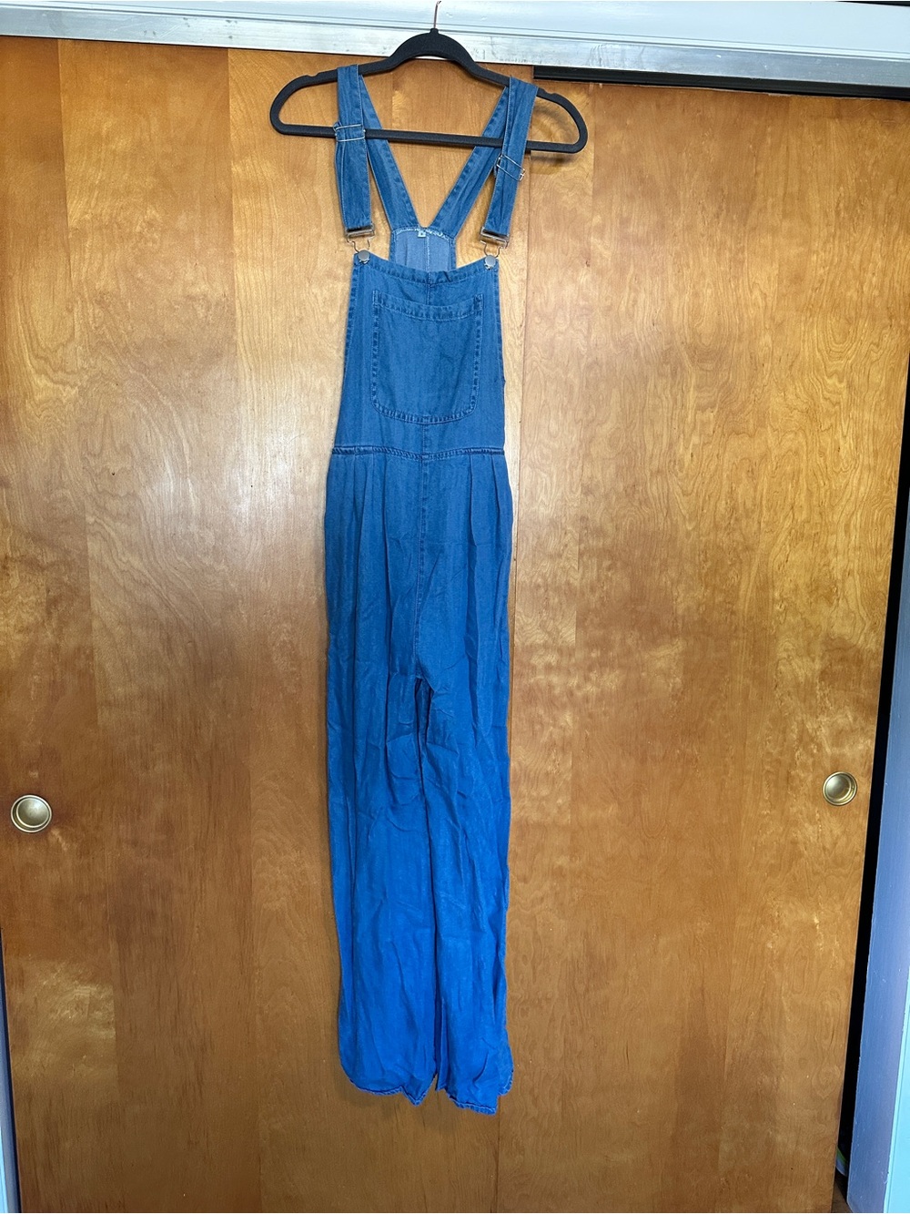 Elastic denim overalls
